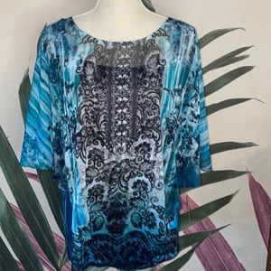Style & Co Layered Capelet Top with Attached Cami NWT